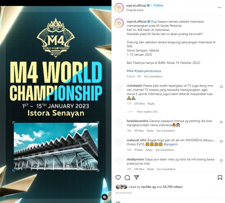 Turnamen M4 Mobile Legends Digelar Di Jakarta, Simak Harga tiketnya!