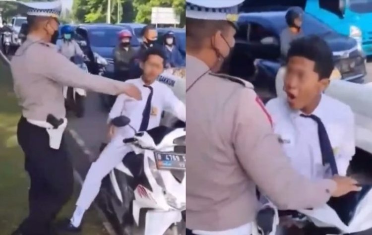 Ngamuk Ditegur Polisi Tak Pakai Helm Saat Naik Motor, Pelajar SMP Asal Sidoarjo Akhirnya Minta Maaf