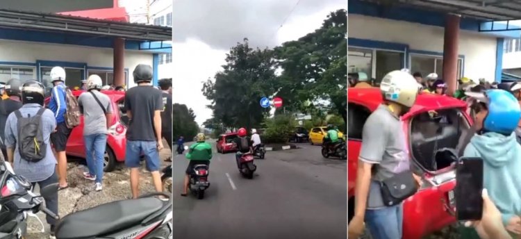 Kabur dan Tabrak Orang, Mobil Brio Diamuk Massa di Makassar