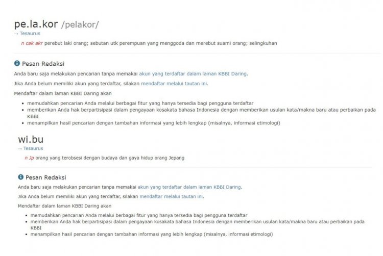 Resmi! Kata Pelakor dan Wibu Masuk Daftar KBBI