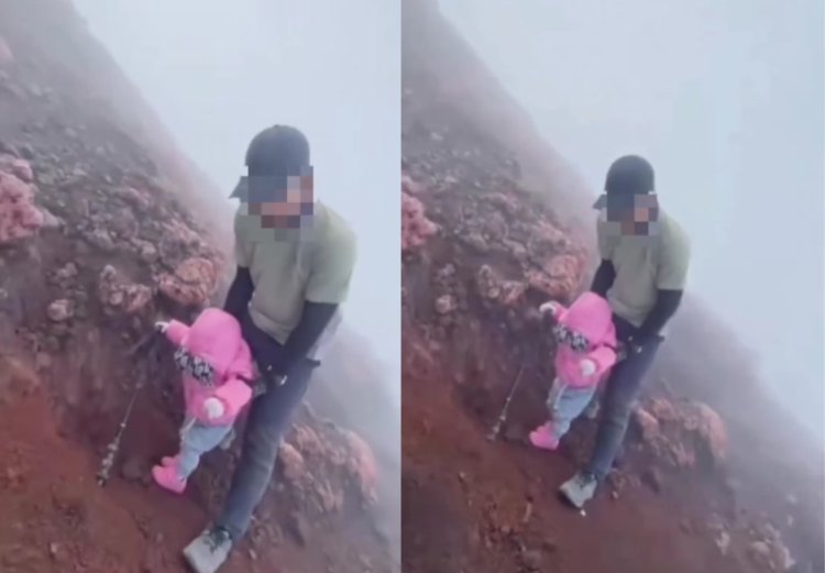 Viral Video Orang Tua Ajak Balita Naik ke Puncak Gunung Kerinci