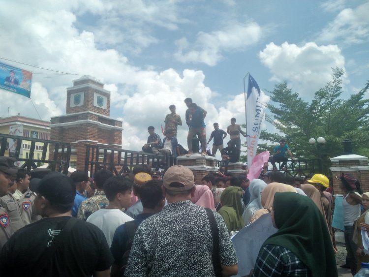 Protes Pembatalan Pilkades, Massa di Paluta Gelar Aksi Unjuk Rasa