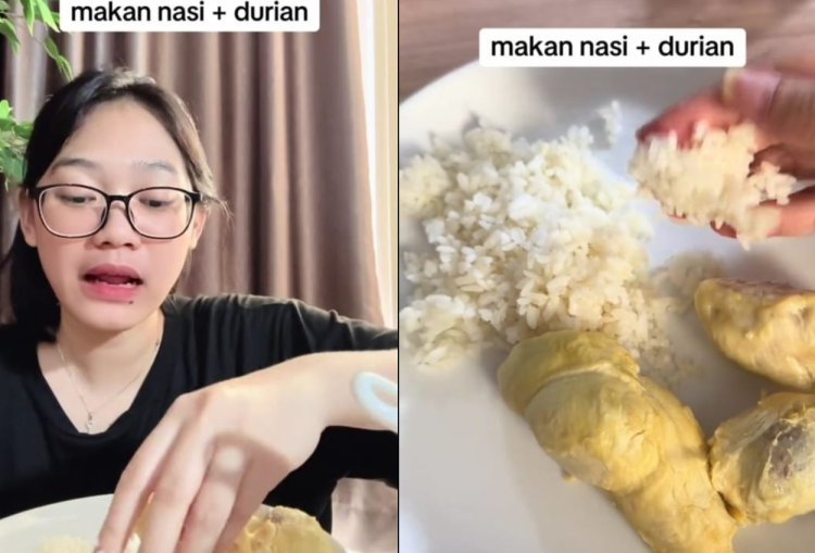 Viral Wanita Sarapan Nasi Pakai Durian, Warganet: Sakit Jiwa