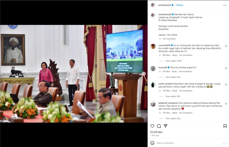 Isu Mundur Kian Kencang, Sri Mulyani Pamer Foto Bareng Jokowi di Instagram