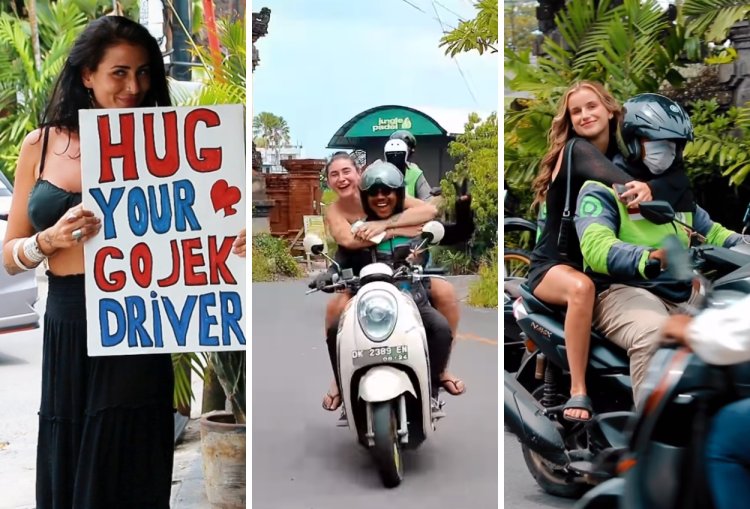 Tren Bule Peluk Ojol di Bali Ramai, Ojol: Auto Senyum!