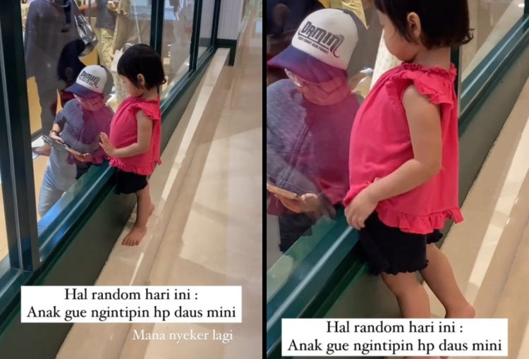Bocah Perempuan Intip Handphone Daus Mini di Mall, Netizen: Ngakak Banget!
