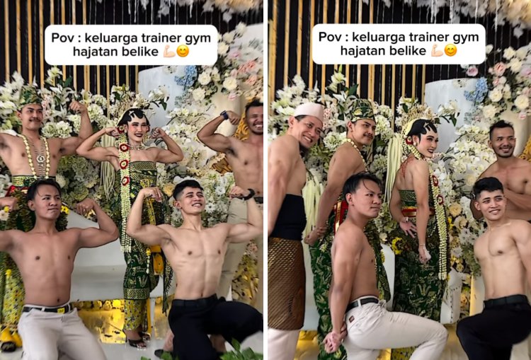 Viral! Pernikahan Trainer Gym Gunakan Adat Solo Sambil Pamer Otot di Pelaminan