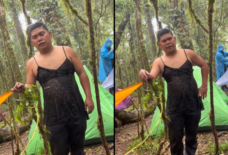 Viral Video Pendaki Pria Pakai Pakaian Dalam Wanita di Gunung