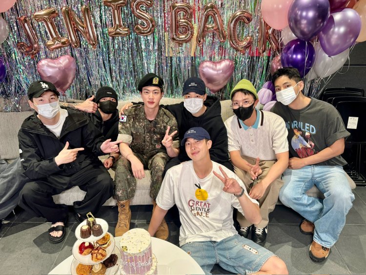 Jin BTS Resmi Tuntaskan Wajib Militer, Semua Anggota Kumpul untuk Merayakan
