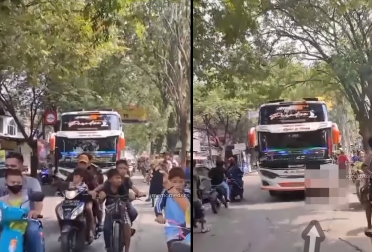 Ngeri! Bocah di Pasar Kemis Terlindas Bus saat Berburu Klakson Telolet