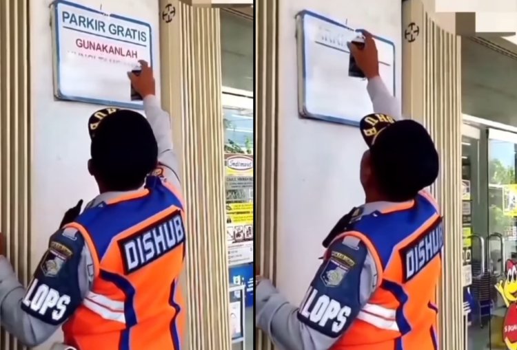 Dishub Lombok Buka Suara Soal Petugasnya yang Hapus Tulisan Parkir Gratis di Minimarket