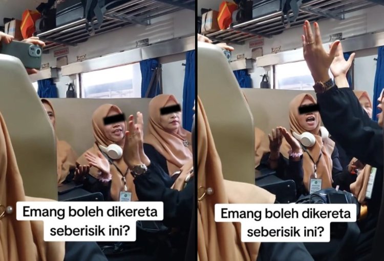 Viral! Emak-emak Nyanyi di Kereta hingga Ganggu Penumpang, Netizen: Mau Buat Video Klip Kayanya