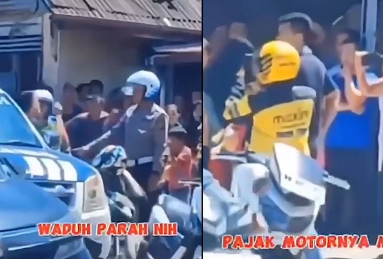 Viral Video Polisi Tilang Warga tapi Gak Punya Spion dan Pelat Nomor Mati