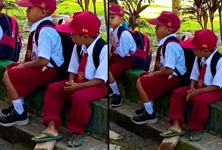 Semangat Belajar Tinggi, Siswa SD di Mamuju Tengah Pakai Sendal Jepit Ke Sekolah Karena Tak Mampu Beli Sepatu