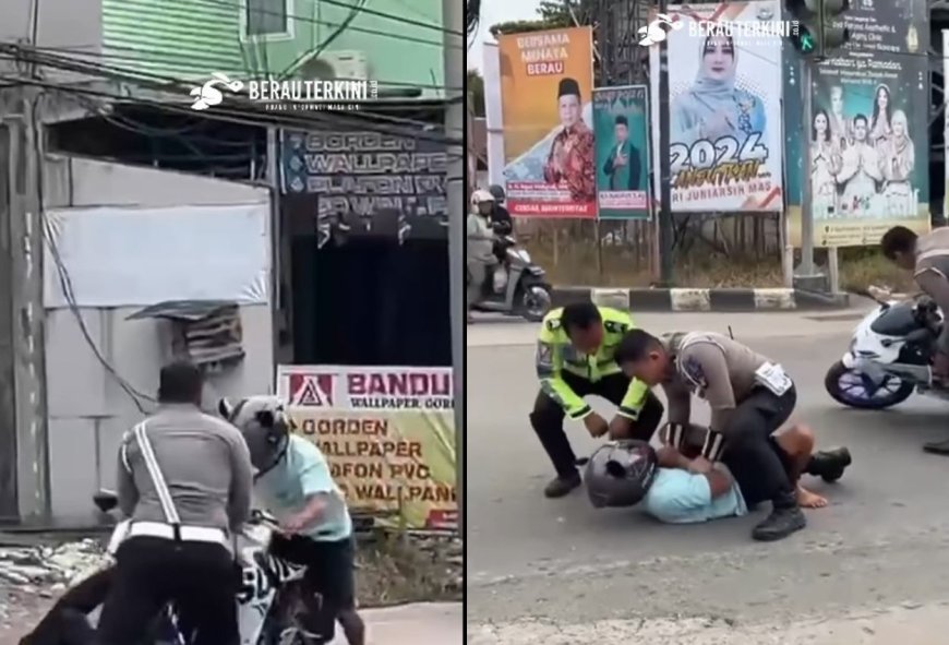 Pemotor Terobos Lampu Merah hingga Tabrak Polisi di Berau Gegara Takut Ditilang