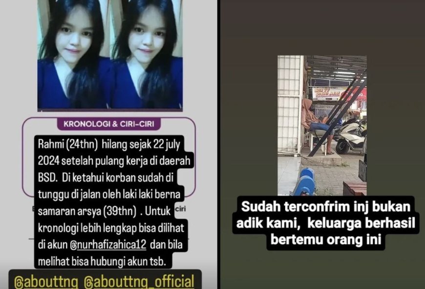 Wanita Asal Tangsel yang Hilang Sudah Seminggu Belum Ketemu