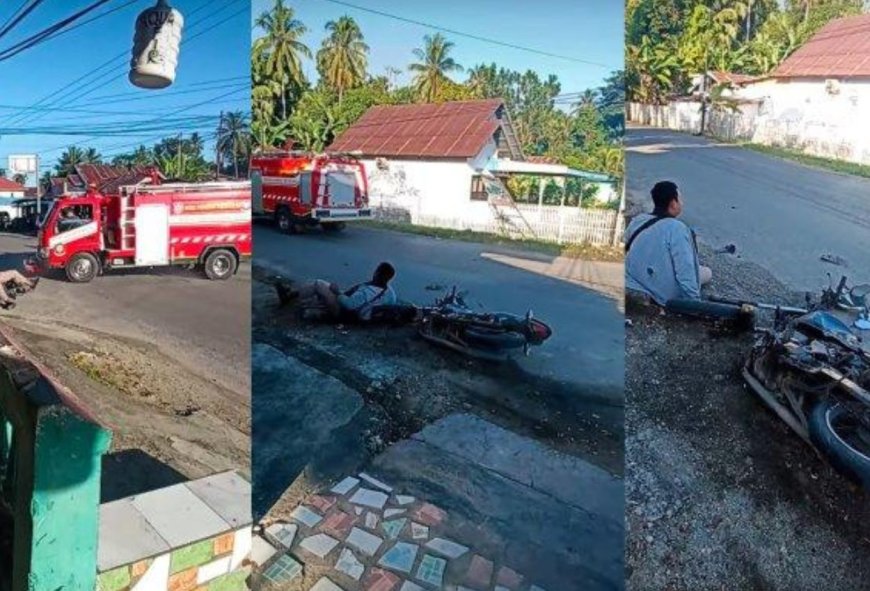 Viral! Mobil Damkar Tabrak Pemotor hingga Terpental