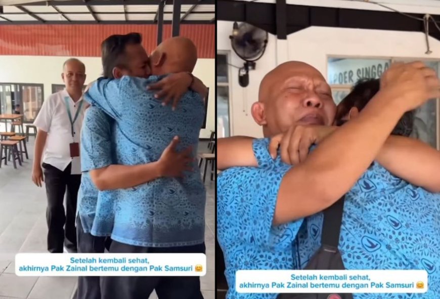 Momen Haru Pertemuan Sopir Bluebird Yang Viral Tolong Rekan, Pak Samsuri Peluk Pak Zainal Setelah Sehat