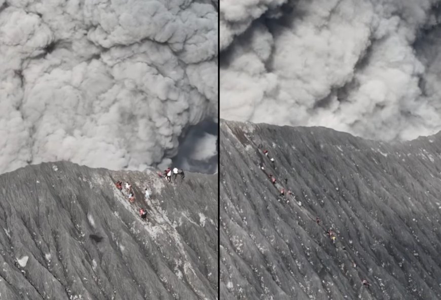 Detik-detik Para Pendaki Berlarian Saat Gunung Dukono Tiba-tiba Erupsi