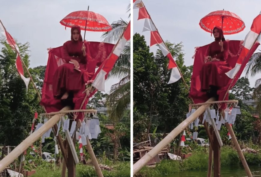 Viral! Di Cianjur Lomba Panjat Pinang Berhadiah Janda