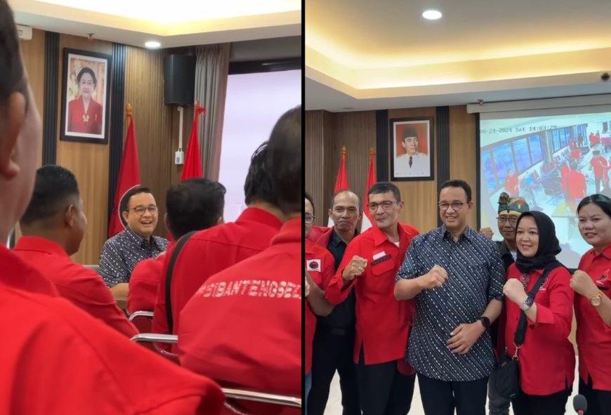 Potret Senyum Semringah Anies Saat Bertandang ke Markas PDIP Jakarta