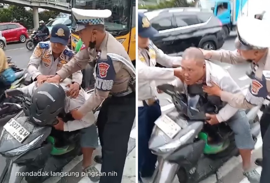 Personel Ditlantas Tuai Pujian Usai Sigap Tolong Pemotor yang Nyaris Pingsan di Semanggi