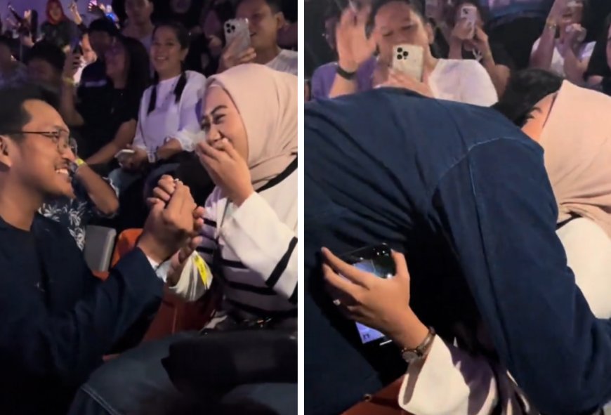 Viral! Wanita Ini Dilamar Saat Nonton Konser Bruno Mars di JIS