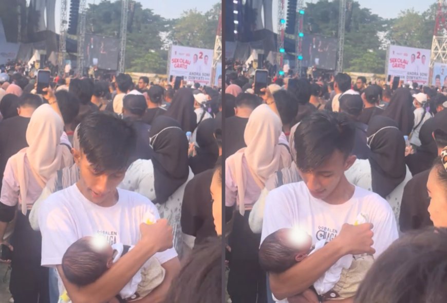 Viral Pria Gendong Bayi yang Masih Merah Buat Ikut Nonton Konser, Netizen Geram!