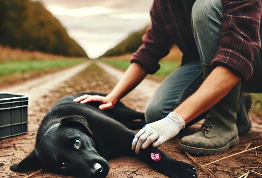 Anjing Hitam yang Terluka atau Sakit