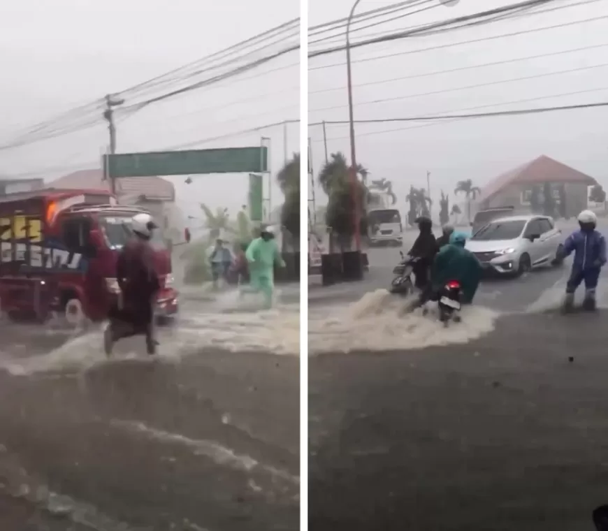 Viral Wonosobo Diguyur Hujan Angin Lebat hingga Banjir, Buat Kendaraan Terpaksa Berhenti