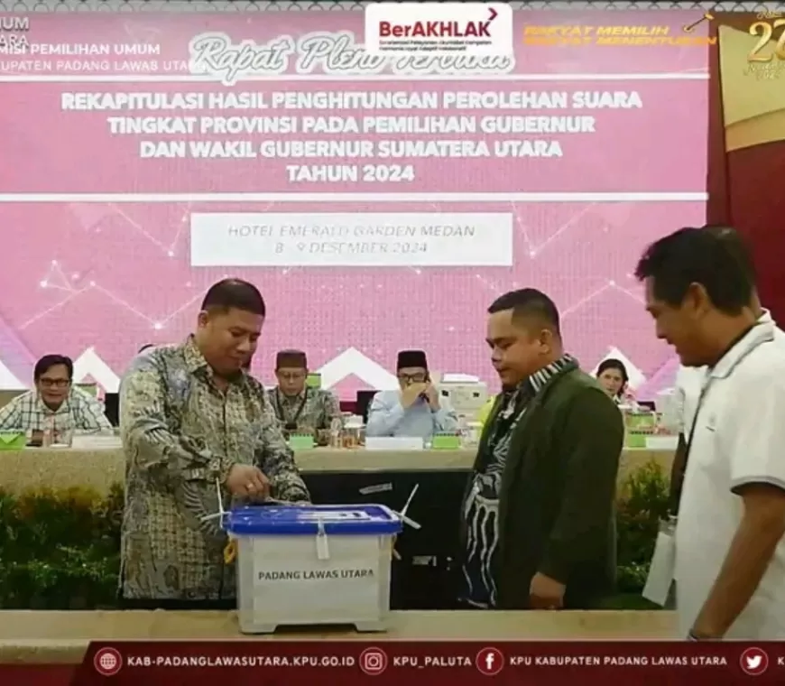 KPU Paluta Hadiri Rapat Pleno Terbuka Rekapitulasi Hasil Perhitungan Suara Pilkada Sumut 2024