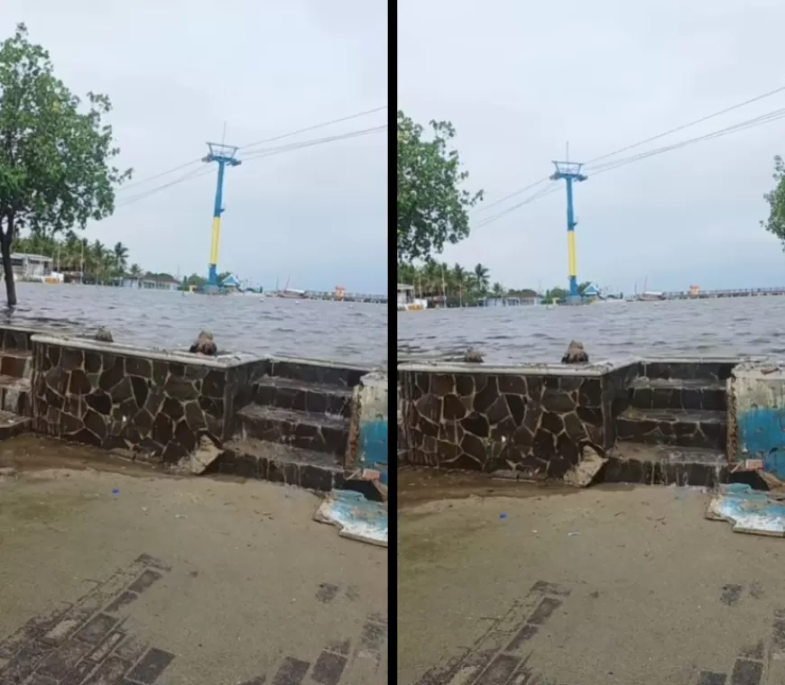 Akibat Banjir Rob, Tembok Pembatas Pantai Ancol Bocor Nyaris Roboh