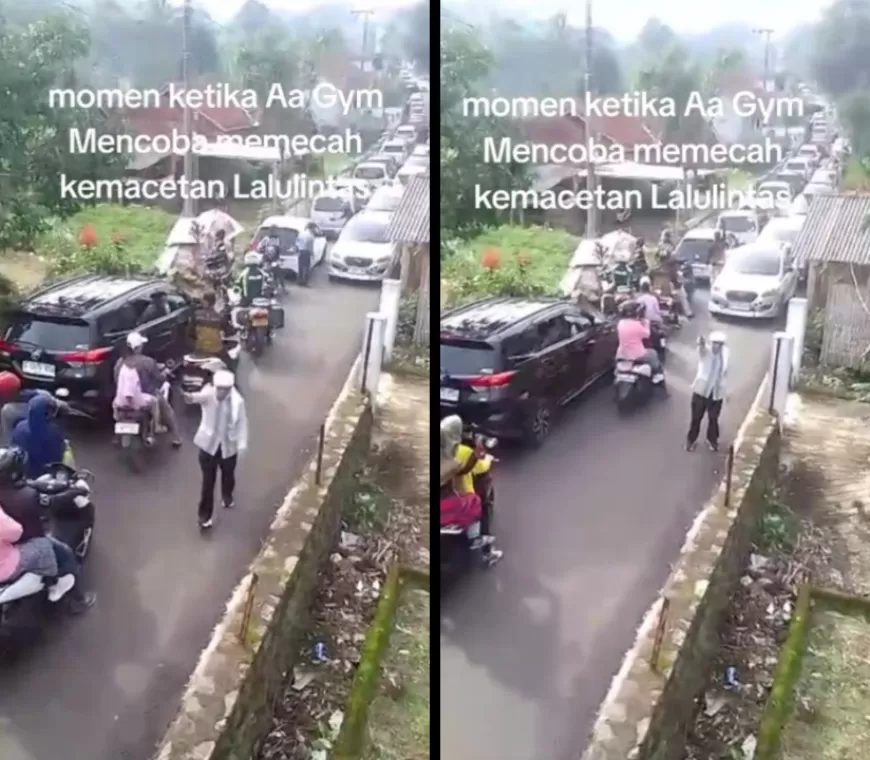 Viral! Aa Gym Turun ke Jalan Atur Lalu Lintas di Bandung Saat Macet Parah