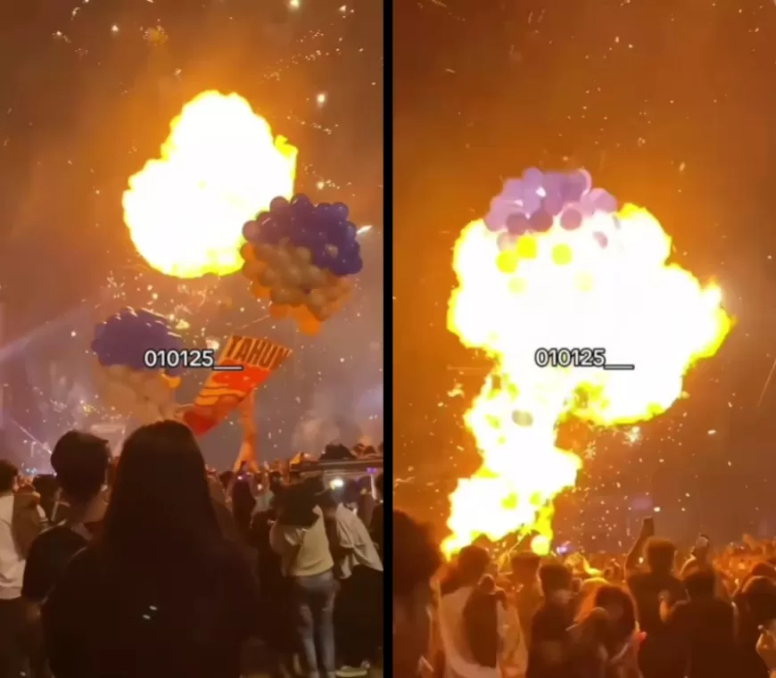 Viral Balon Gas Meledak saat Malam Tahun Baru 2025 di Bundaran HI, Diduga Kena Petasan