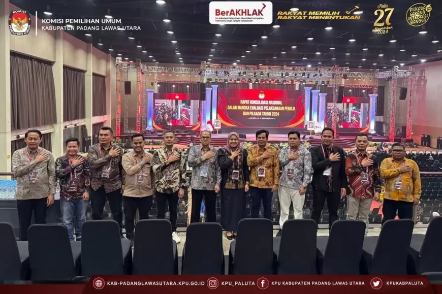 Ketua KPU Paluta Bersama Anggota Ikuti Rakor Nasional Evaluasi Pelaksanaan Pemilu dan Pilkada 2024