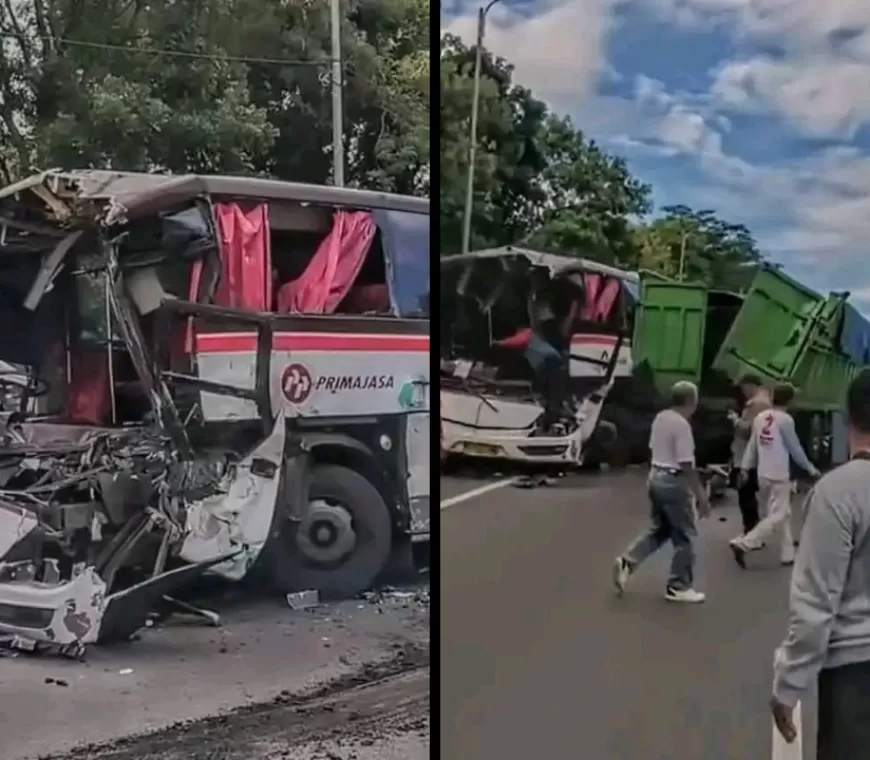 Tak Kuat Nanjak, Truk Tabrak 2 Bus dan 2 Minibus Pribadi di Tol Cipularang Km 97