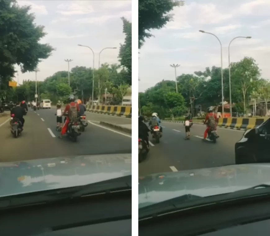 Viral Video Bocah di Depok Main Sekuter di Tengah Jalan Raya, Netizen: Orang Tuanya Kemana Sih?