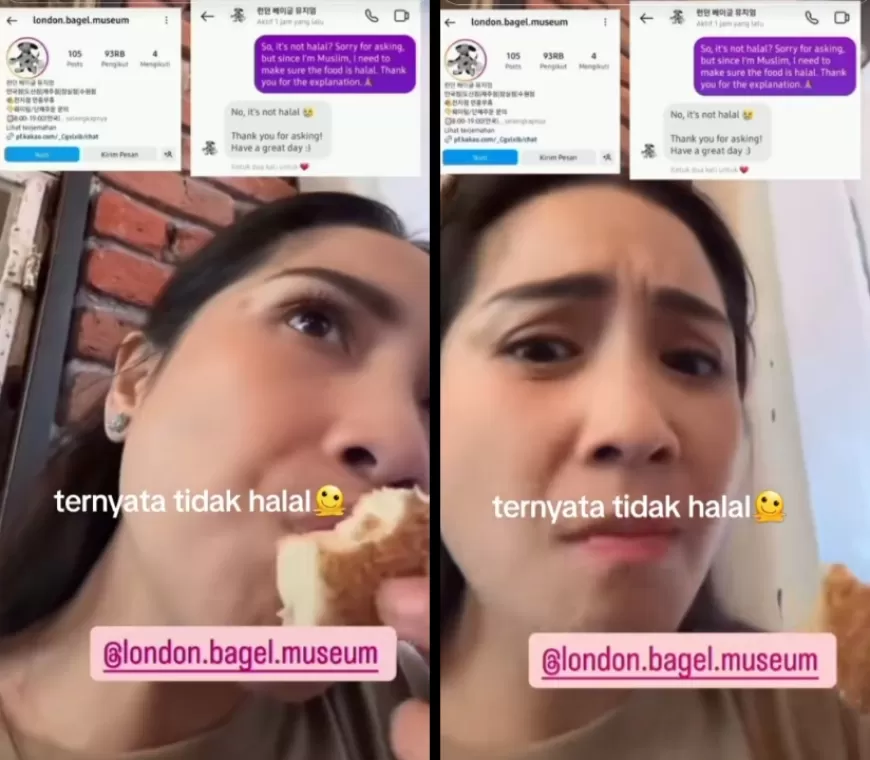 Nagita Slavina Tuai Kritik usai Makan Bagel Tak Halal di Korea