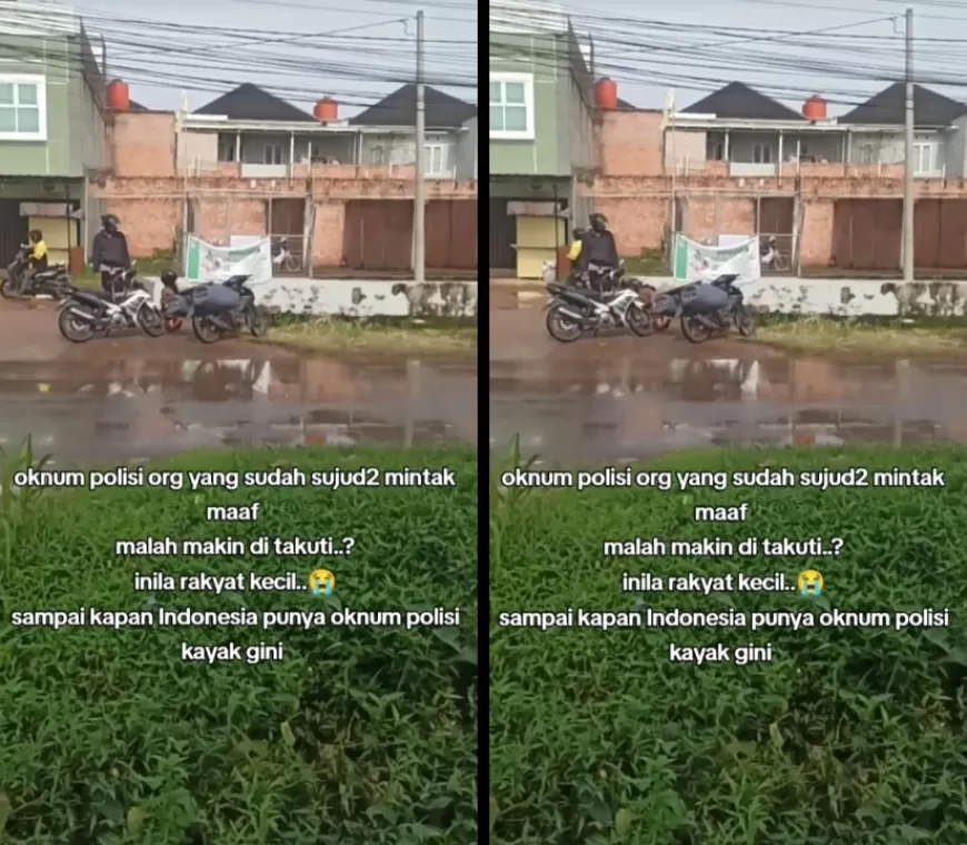 Tak Sengaja Kena Cipratan Air, Penjual Ikan Minta Maaf hingga Berlutut ke Oknum Polisi yang Diduga Ambil Kunci Motornya