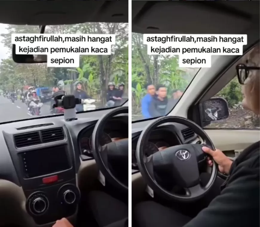 Viral! Konvoi Pemotor di Tasikmalaya Rusak Spion Mobil hingga Pecah