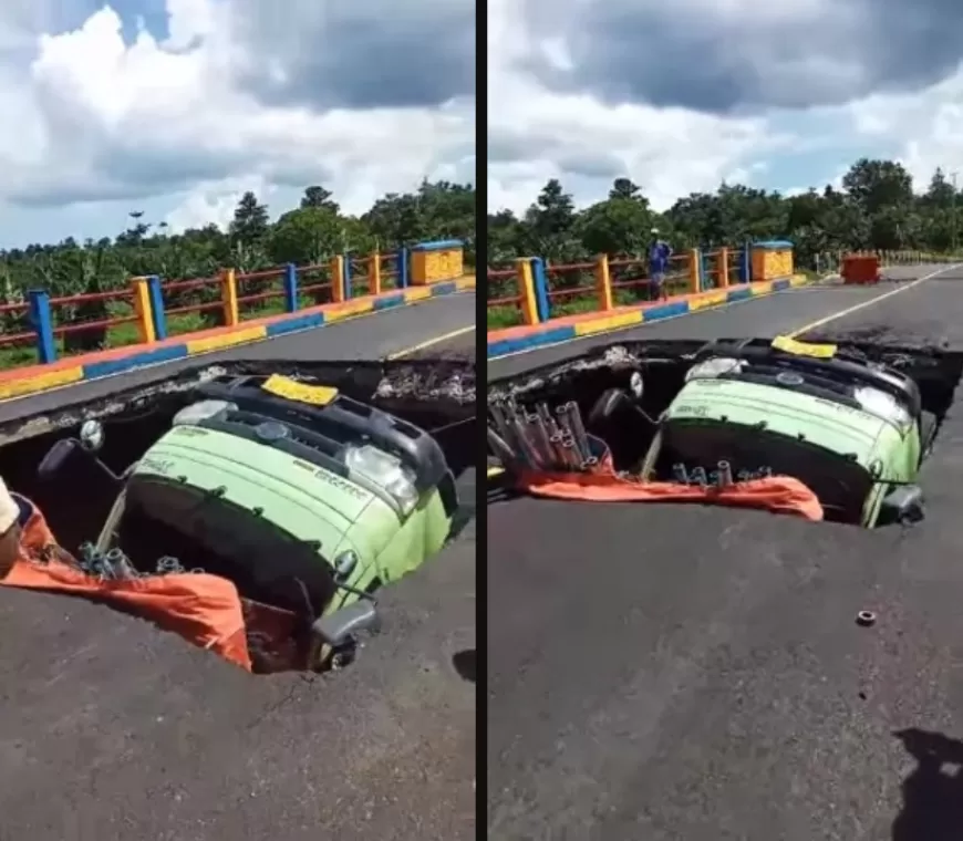 Jembatan Wai Mer di Maluku Ambruk, Truk Terperosok