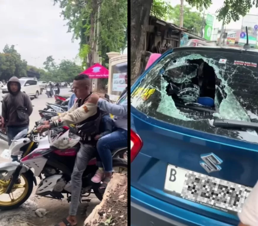 Kesal Karena Kesenggol Saat Lawan Arah, Pemotor di Cengkareng Pecahkan Kaca Mobil