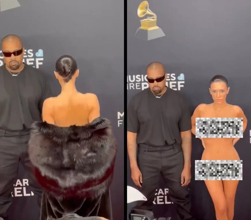 Istri Kanye West, Bianca Censori Buka Jubah dan Pakai Baju Transparan Bak Telanjang di Grammy Awards 2025