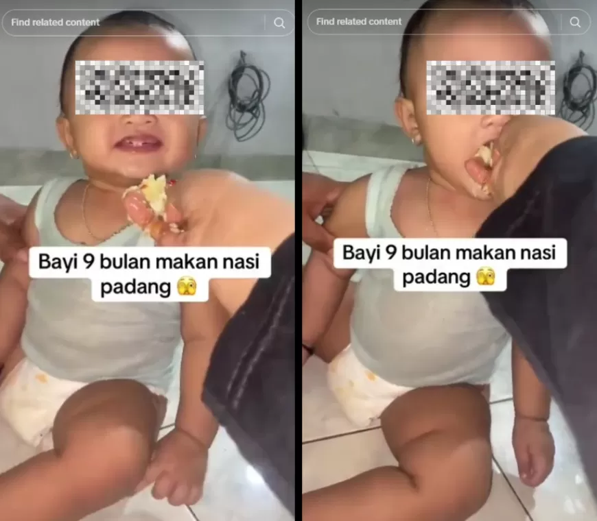 Viral Video Bayi 9 Bulan Dikasih Makan Nasi Padang, Banyak Potongan Cabai