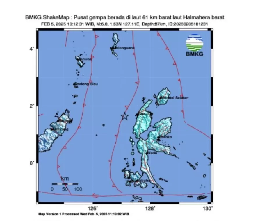 Gempa M 6,0 Guncang Halmahera Barat, Getaran Terasa hingga Manado