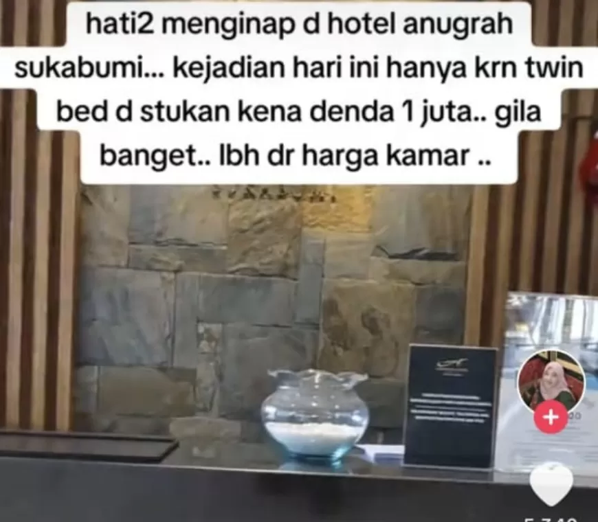 Viral! Pengunjung Hotel di Sukabumi Kena Denda Rp1 Juta gegara Satukan Ranjang