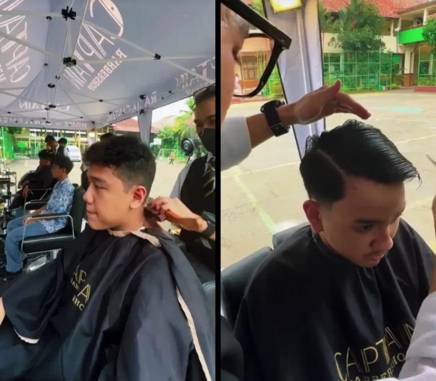 Wapres Gibran Gelar ‘Razia Ganteng’, Bawa Barbershop untuk Cukur Rambut Siswa yang Panjang