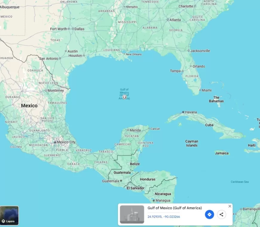 Nama Teluk Meksiko Resmi Berubah Jadi Teluk Amerika di Google Maps