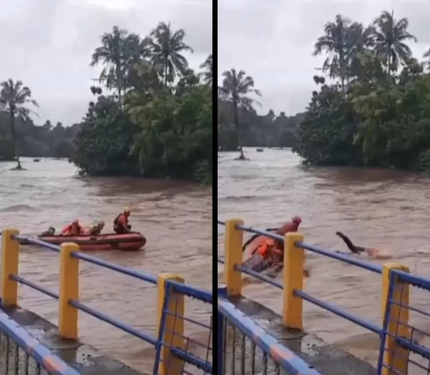 Perahu Basarnas Terbalik-Terseret Arus Saat Hendak Evakuasi Warga yang Terdampak Banjir di Maros