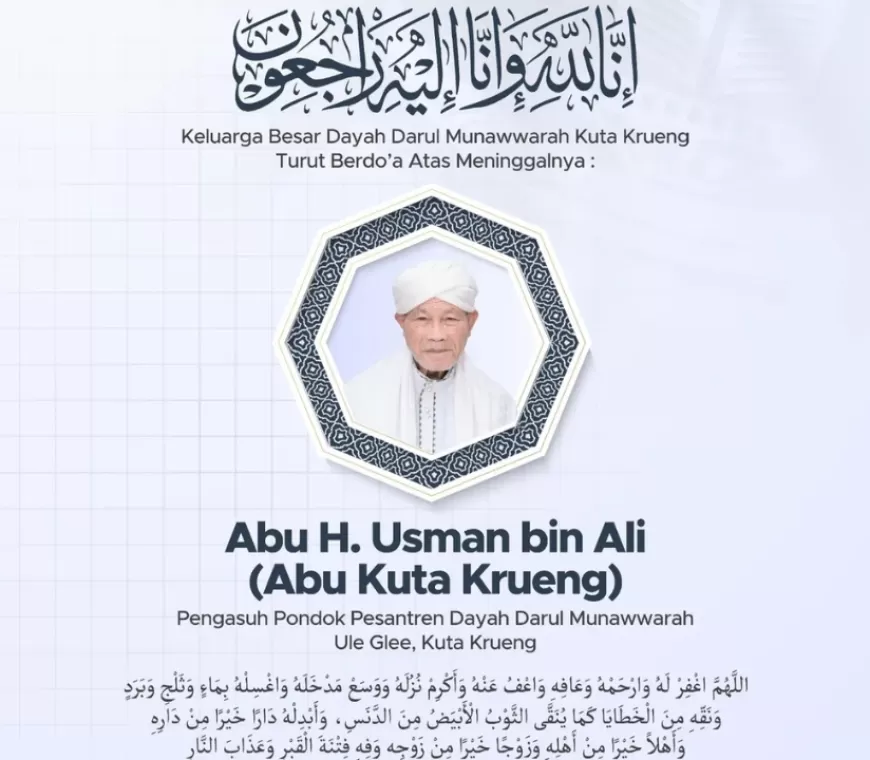 Kabar Duka, Ulama Besar di Aceh Abu Kuta Krueng Meninggal Dunia